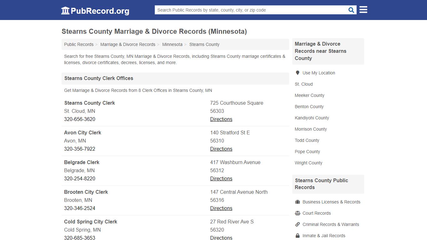 Stearns County Marriage & Divorce Records (Minnesota)